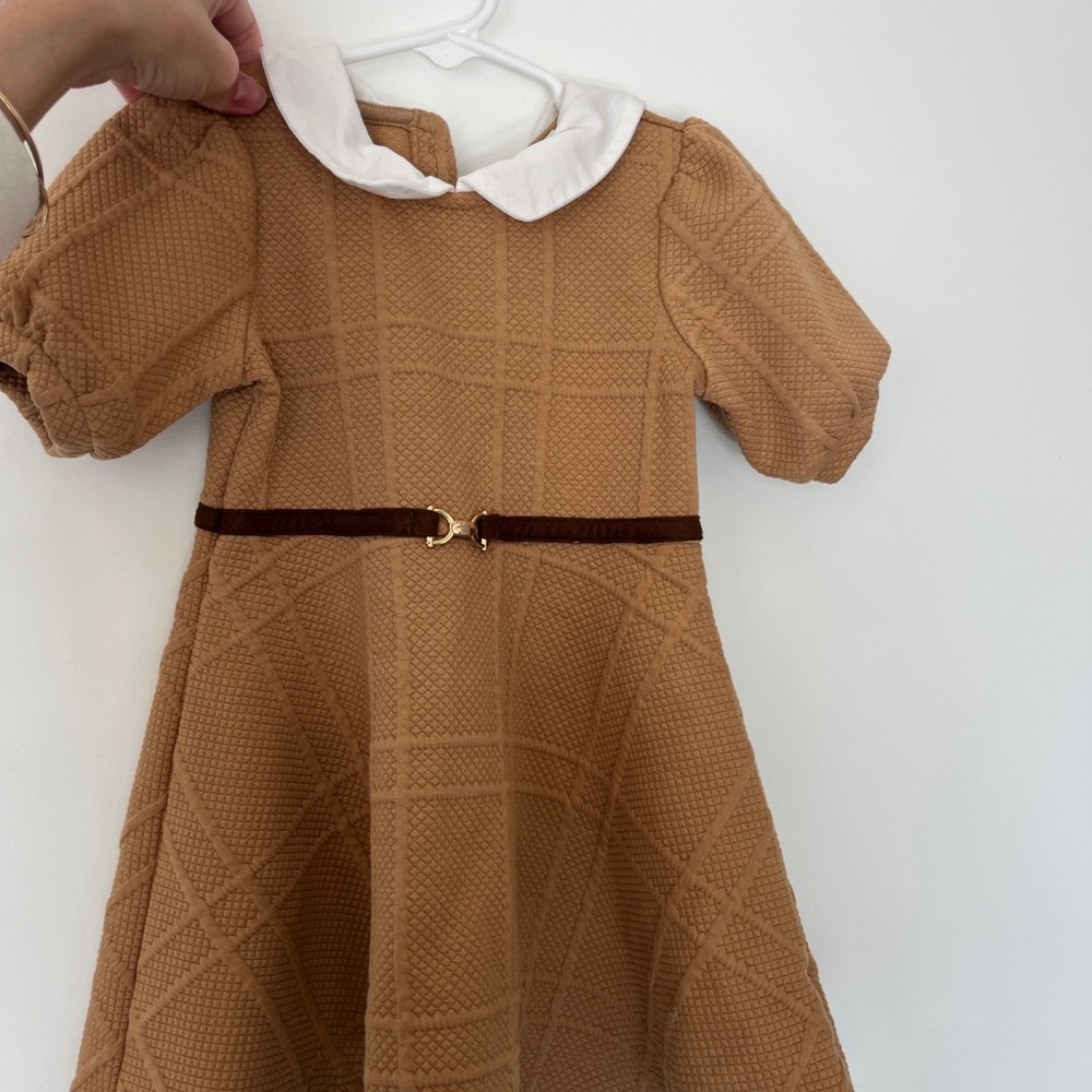 Janie and Jack Girls light brown Dress with White Collar